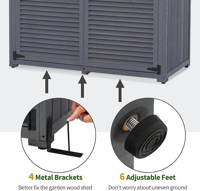 MCombo Outdoor Storage Cabinet, Wooden Storage Shed - Image 5