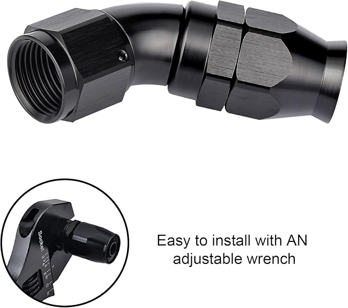 EVIL ENERGY 12AN 45 Degree PTFE One Piece Full Flow End Hose Fitting Aluminum - Image 6