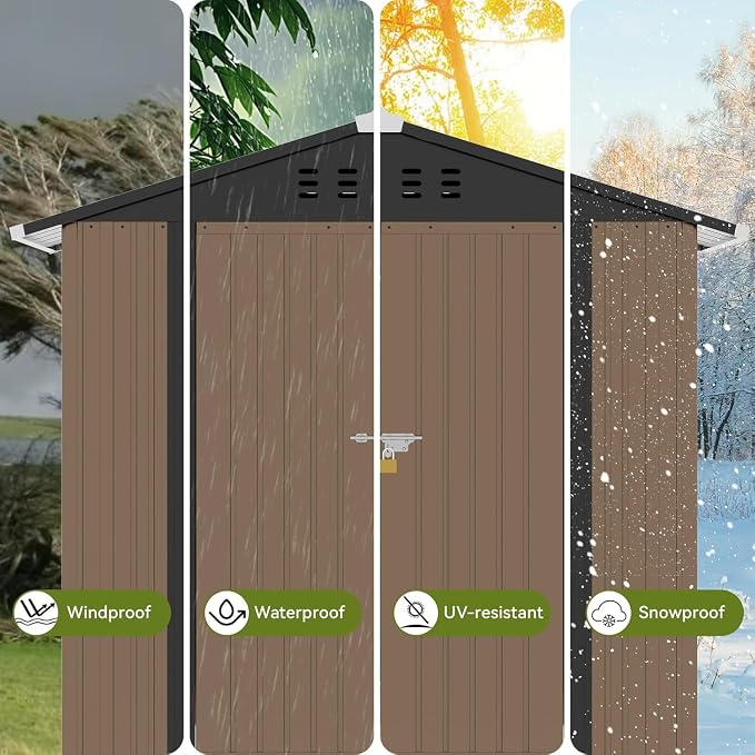 COMHOMA Shed Outdoor Storage Shed Metal, Lockable Doors Tool Sheds - Image 6