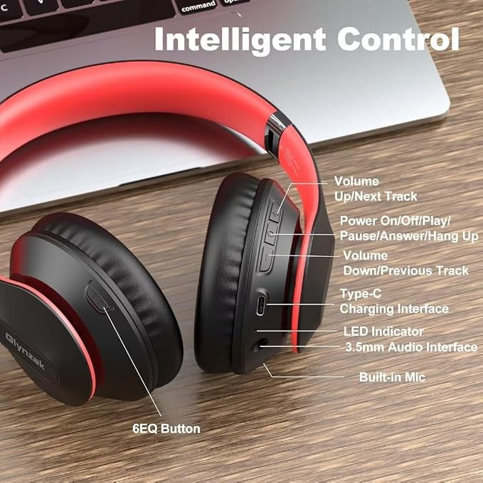 Wireless Bluetooth Headphones Over Ear 65H Playtime HiFi Stereo Headset - Image 6