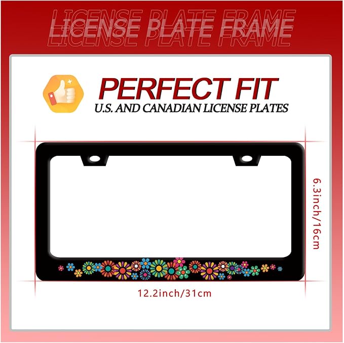 Colorful Hippie Flowers License Plate Frame Beautiful Floral License Plate - Image 7