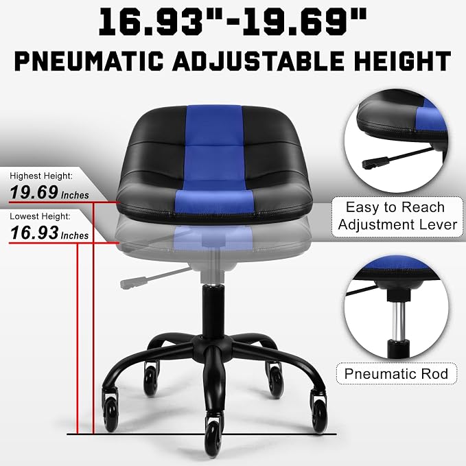 Rolling Stool with Wheels, Garage Shop Stool with Backrest, Roller Seat with - Image 4