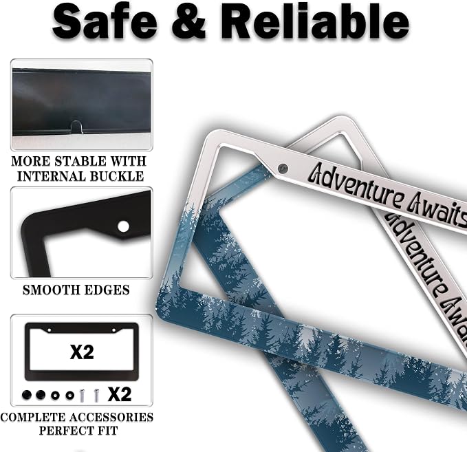 License Plate Frames for Women Multicolor License Plate Cover for Men Misty - Image 4