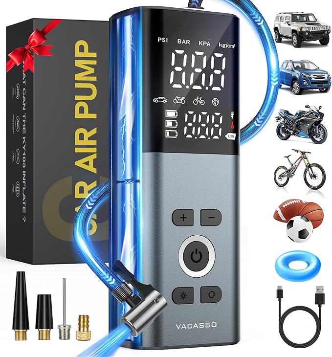 Tire Inflator Portable Air Compressor, 150PSI Air Pump by VACASOO