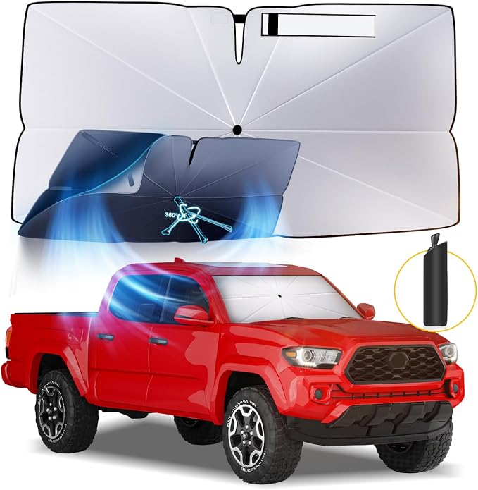 Windshield Sun Shade Umbrella: for Toyota Tacoma 2016 2017 2018 2019 2020 2021 by HIMUMOY