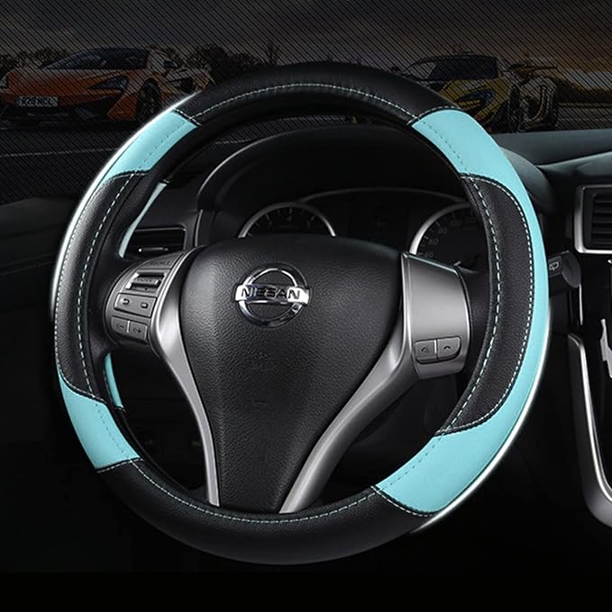 Leather Car Steering Wheel Cover, Non-Slip Car Wheel Cover Protector Breathable - Image 4