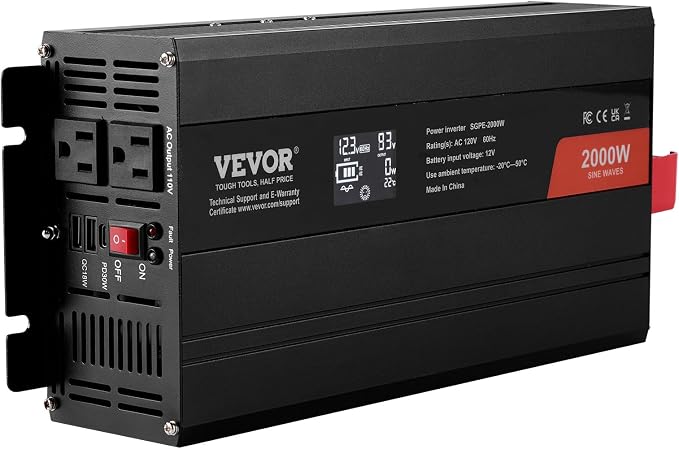 VEVOR Pure Sine Wave Inverter, 2000 Watt, DC 12V to AC 120V Power Inverter - Image 11
