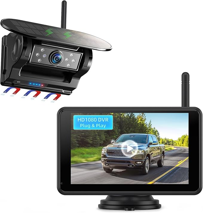 eRapta Magnetic Solar Wireless Backup Camera: HD1080P 5” Touchscreen Portable by eRapta