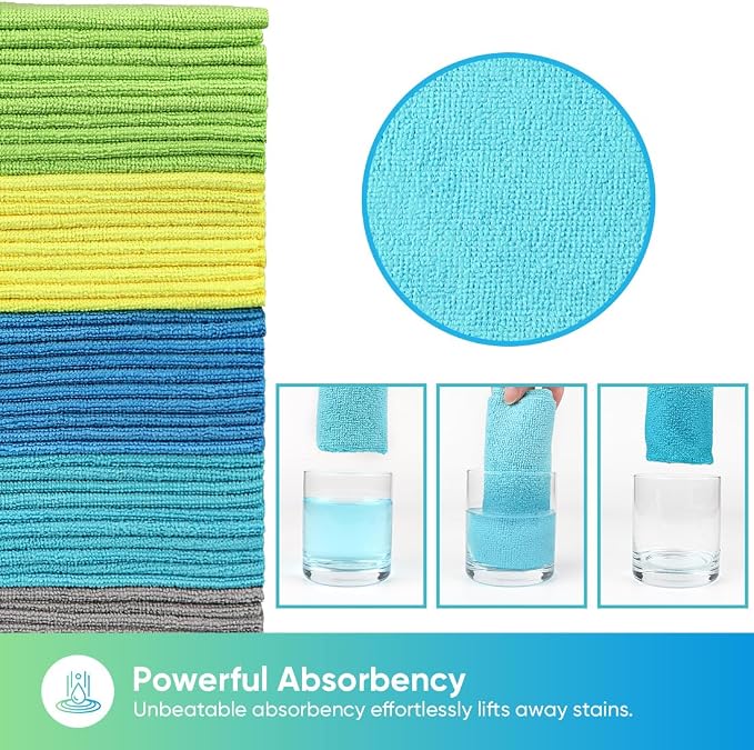 HOMEXCEL Microfiber Cleaning Cloths 100 Pack, Highly Absorbent Microfiber Towels - Image 3