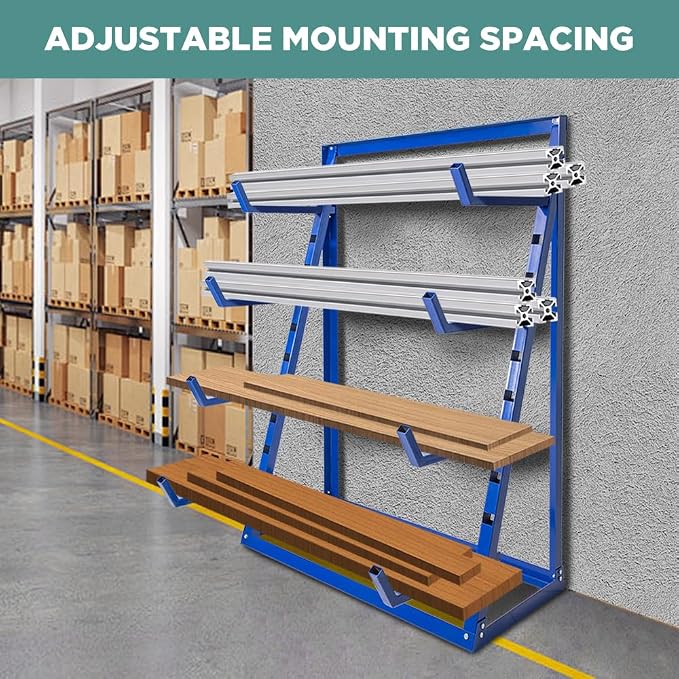Yeeoy 4 Tier Steel Horizontal Lumber Storage Rack, Heavy Duty Pipe Organizer - Image 5