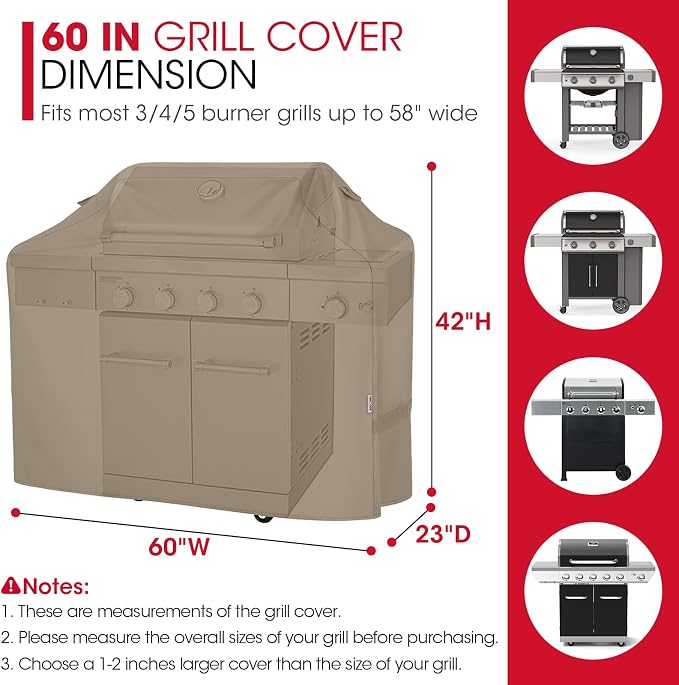 Unicook Grill Cover 60 Inch, Heavy Duty Waterproof Gas Grill Cover - Image 2