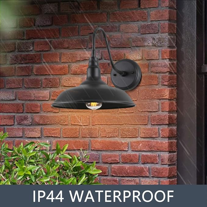Black Gooseneck Barn Light for Farmhouse 10 Inch Dome Exterior Lights Fixture - Image 8