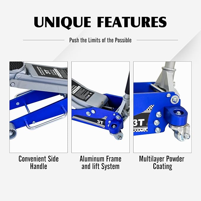 Aluminum Steel Hydraulic Floor Jack 3Ton/6600lbs.Dual Piston Fast Lifting - Image 6