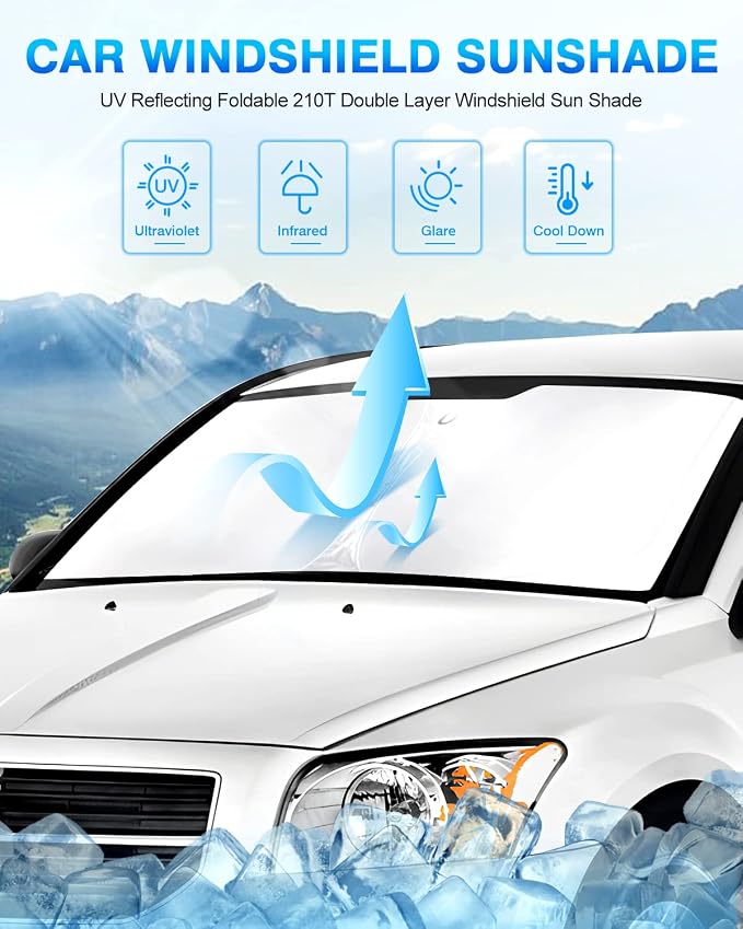 KUST Windshield Sun Shade for 2007–2012 Dodge Caliber Window Shade Sun Visor - Image 2