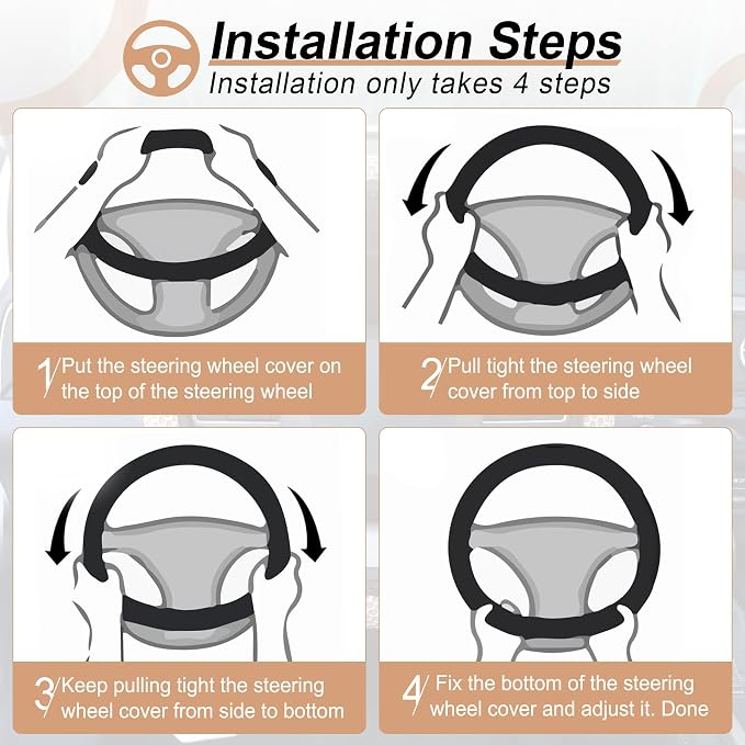 alpmosn Elastic Stretch Steering Wheel Cover, Breathable Microfiber Ice Silk - Image 4