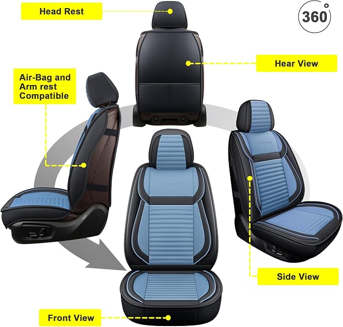 LINGVIDO Car Seat Covers, Breathable and Waterproof Faux Leather Automotive - Image 2