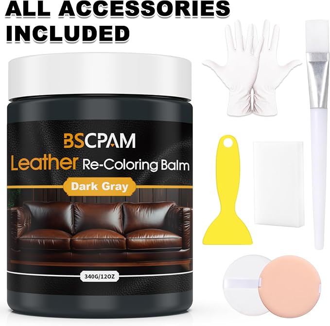 Dark Gray Leather Recoloring Balm, 12oz Leather Color Restorer - Image 7