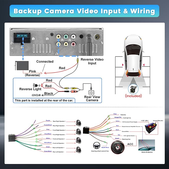 Single Din Car Stereo with Apple Carplay Android Auto, 6.9 Inch IPS Touch - Image 7