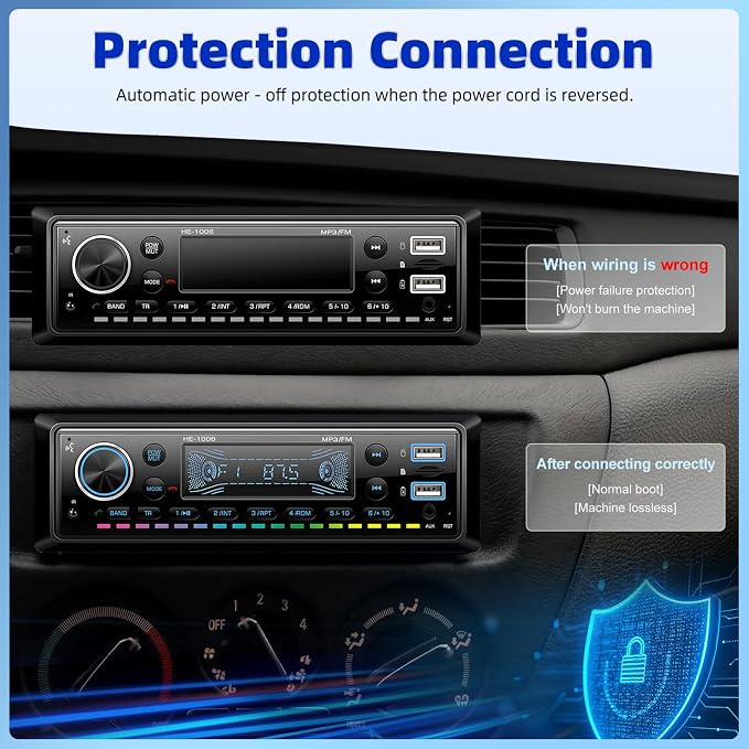 Single Din Bluetooth 5.0 Hands-Free Calling Car Stereo LCD Digital Display FM - Image 9