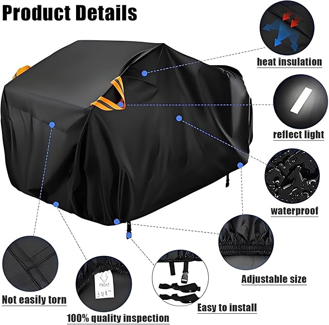 Car Cover 2-3 Seaters Outdoor Waterproof All-Weather Protection Outdoor Heavy - Image 2