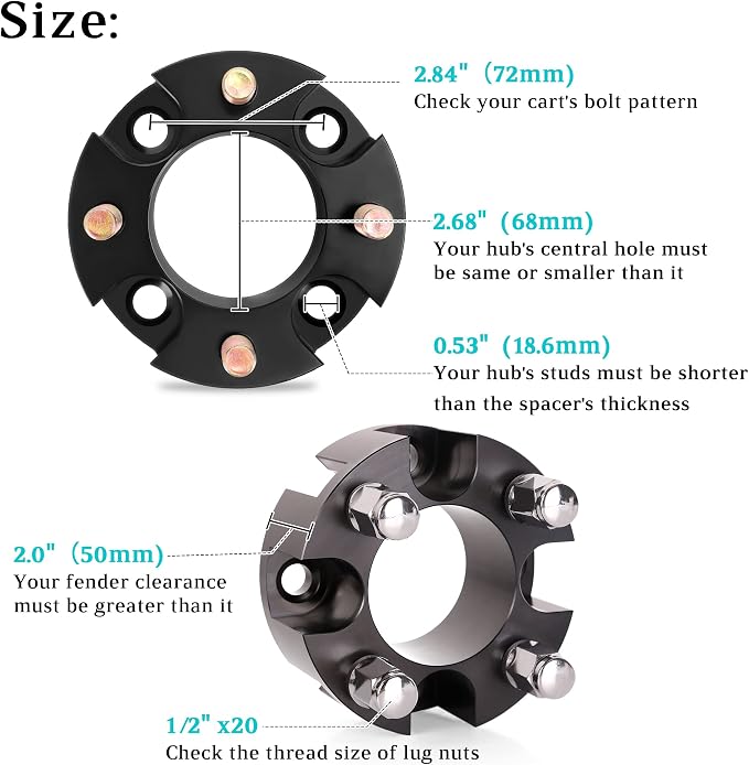 10L0L Golf Cart Wheel Spacers Adapters 2 Inch - Image 4