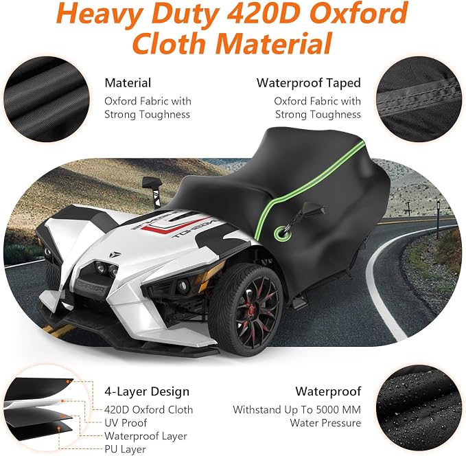 Half Cover for Polaris Slingshot, 420D Oxford Cloth Windshield Cover Waterproof - Image 2