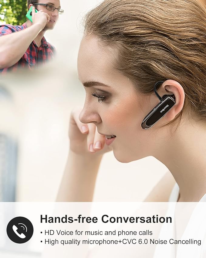 Bluetooth Earpiece Wireless Handsfree Headset V5.0 24 Hrs Driving - Image 2