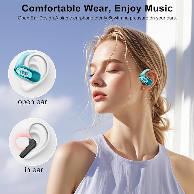 Open Ear Headphones, Air Conduction Ear buds, HD Stereo Bass Over Ear Earphones - Image 4