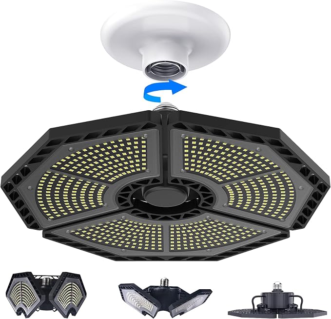 LED Garage Lights, 140W 18500 Lumens Garage Ceiling Lighting, 6000K Daylight by KERNOWO