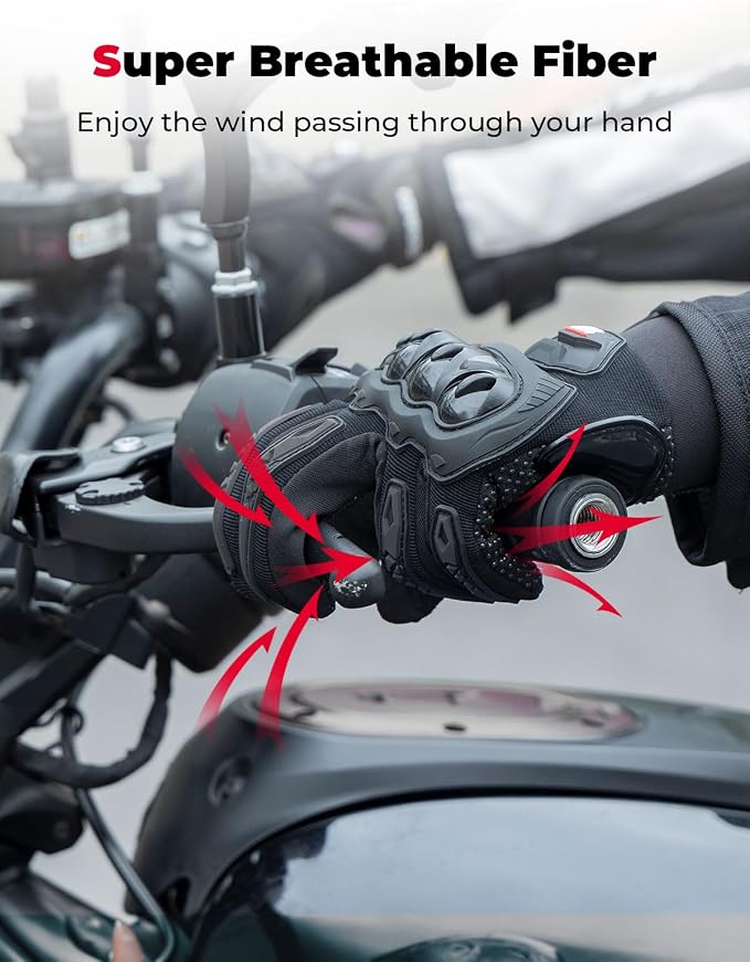 KEMIMOTO Motorcycle Gloves for Men/Women, Touchscreen Dirt Bike Gloves - Image 4