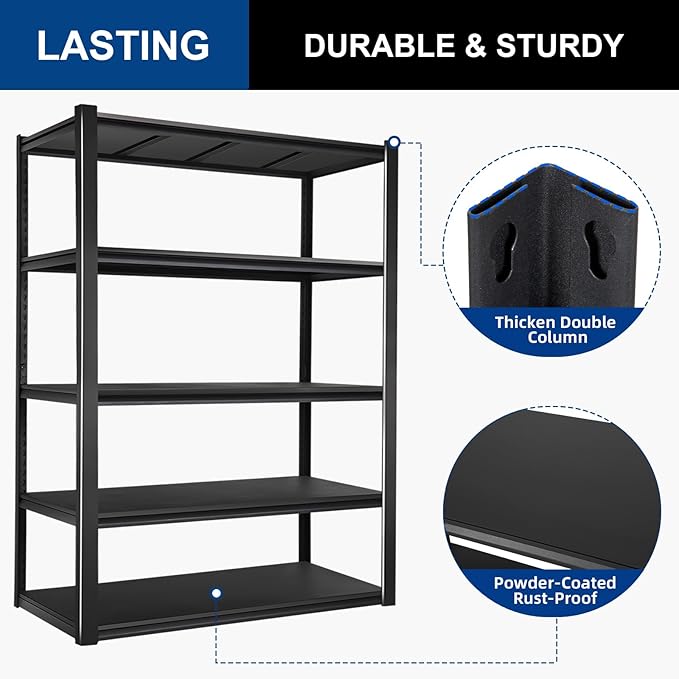 BILT HARD 5-Tier 48" W x 24" D x 72" H Garage Shelving, 3500 lbs Industrial - Image 6