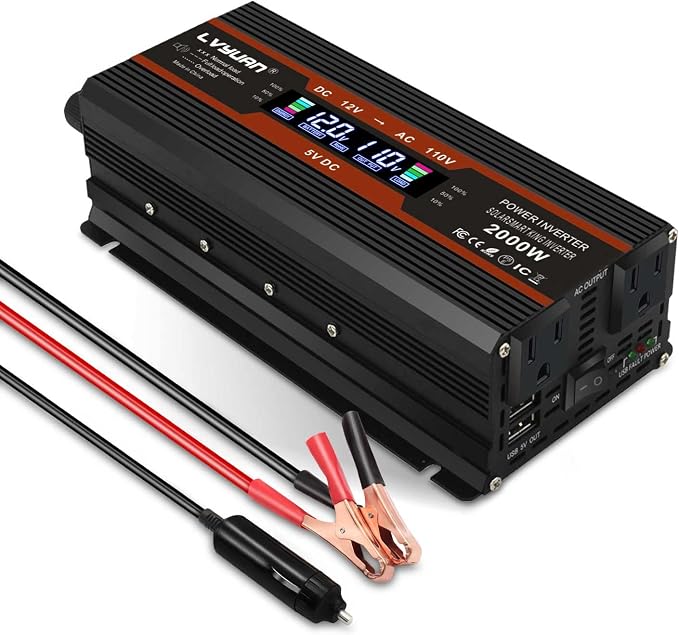 1000W/2000W Car Power Inverter 12v to 110v DC to AC Converter by LVYUAN