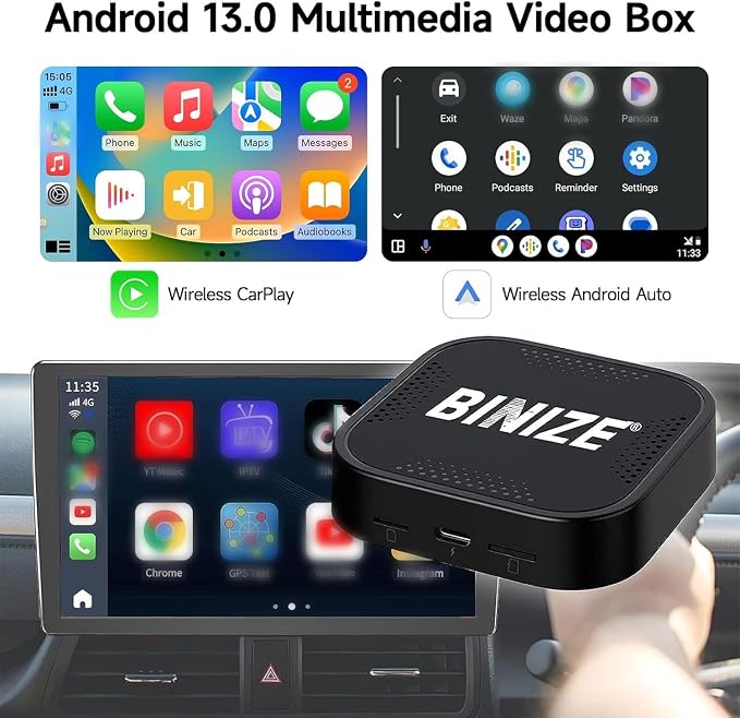 BINIZE CarPlay Ai Box 2.0 Wireless CarPlay/Android Auto - Image 2