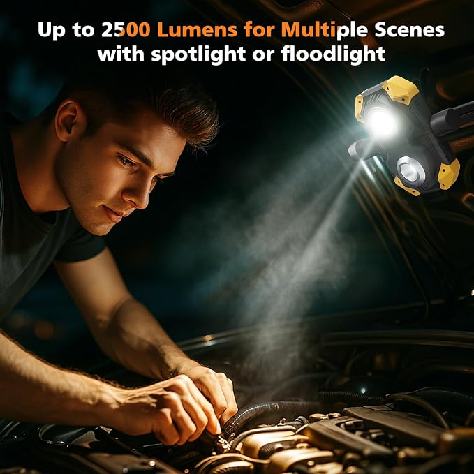 Samyoung 2 Pack Magnetic 2500 LM LED Work Light, 10 Hours Long Lasting - Image 3