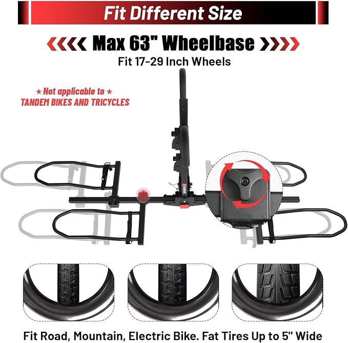 FORWODE Hitch Mount Bike Rack Fits 2 X 80 lbs Bicycle, Platform Bike Rack - Image 4