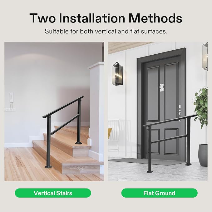 VIVOSUN 2-Pack Outdoor Handrail, 3 Step Stair Handrail, Wrought Mattle Iron - Image 6