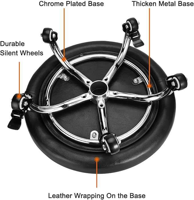 Rolling Stool with Backrest Low Height Rolling Stool with PU Leather, Roller - Image 5
