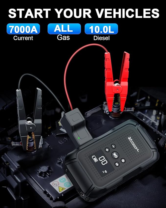 7000A Jump Starter with Air Compressor, VoltSurge 150PSI Battery Charger Pack - Image 2