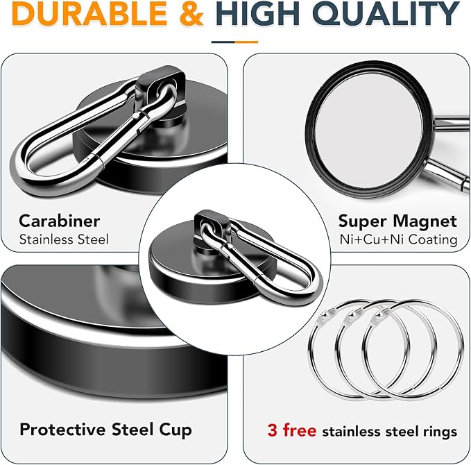 MIKEDE Magnetic Hooks Heavy Duty, 150LB Strong Swivel Neodymium Magnets - Image 3