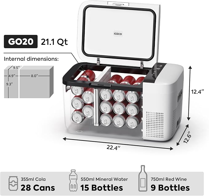 ICECO GO20 Dual Zone 12 Volt Refrigerator, 12V Car Refrigerator - Image 4