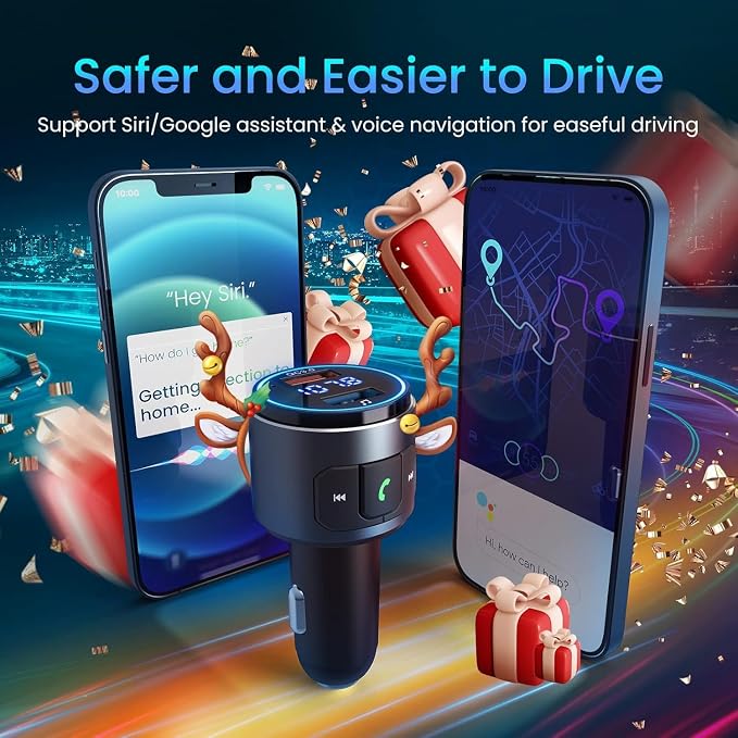 Upgraded V5.3 FM Bluetooth Transmitter, Siri Google Assistant - Image 6