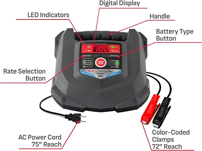 Schumacher Electric Car Battery Charger and Maintainer SC1280 4-in-1, 15 Amp - Image 6