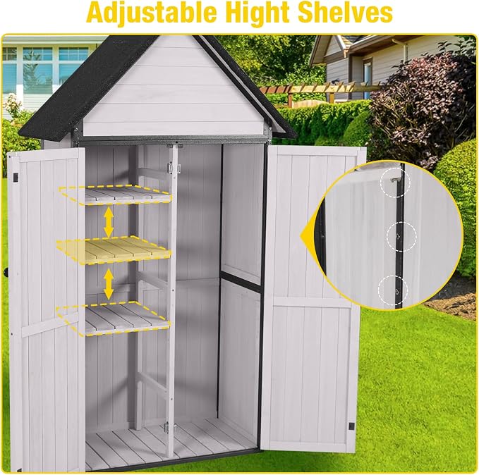 Outdoor Storage Shed, Vertical Wooden Tool Shed - Image 4