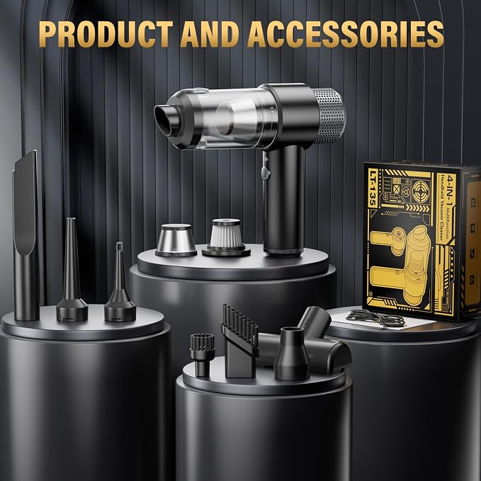 Handheld Car Vacuum Cleaner, 16000PA Car Vacuum Portable Cordless, 4 in 1 Air - Image 7