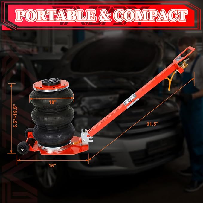 3T Triple Bag Air Jack 6600lbs Pneumatic Jack 3s Fast Lift Up 16in Airbag Jack - Image 7