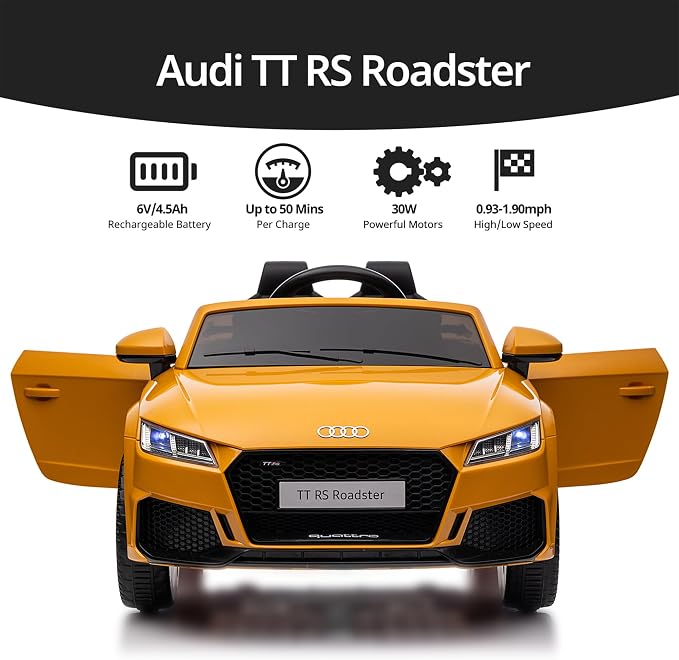 Electric Car for Kids, Licensed Audi 6V Kids Ride on Car Toy for Toddlers - Image 3