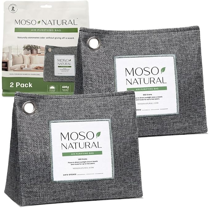 Moso Natural Air Purifying Bag 600g, Premium Bamboo Charcoal Odor Absorber by MosoNatural