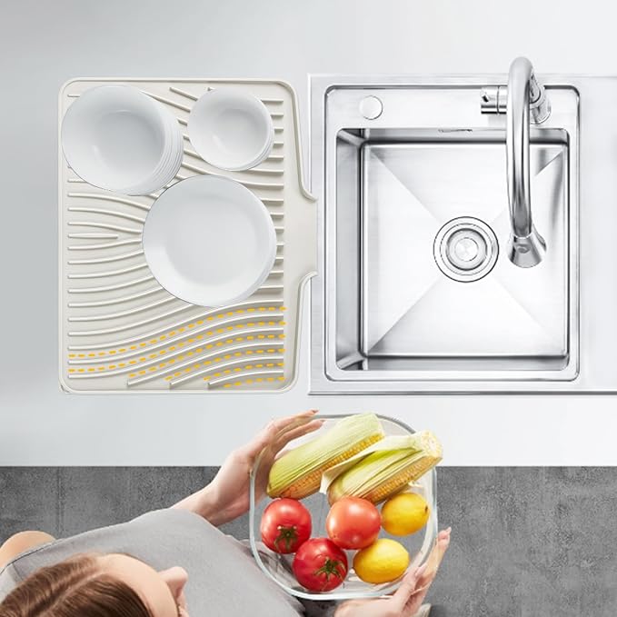 Silicone Dish Drying Mat for Kitchen Counter, Dish Drying Pad, Non-Slip Drain - Image 5