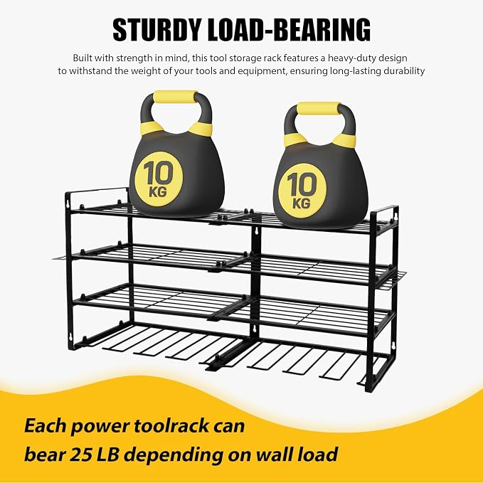Wall Mount Power Tool Organizer, 4 Layer 8 Drill Hangers Storage Rack, Tool - Image 6