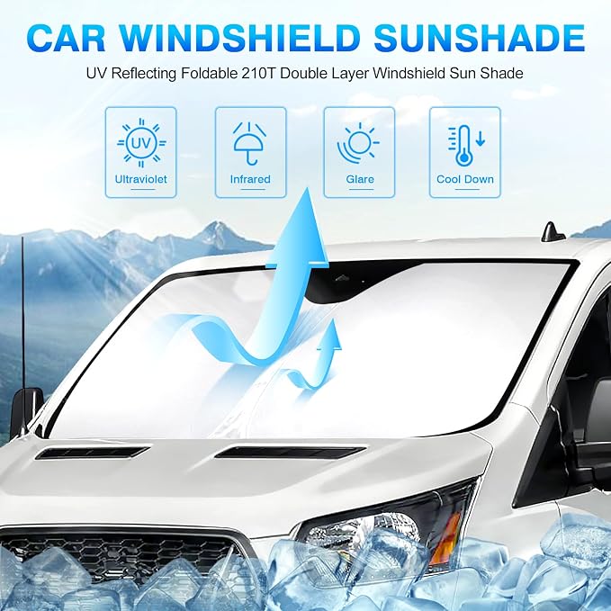 KUST Windshield Sun Shade for 2024 2025 2026 Ford Transit 350 Custom Fit - Image 2